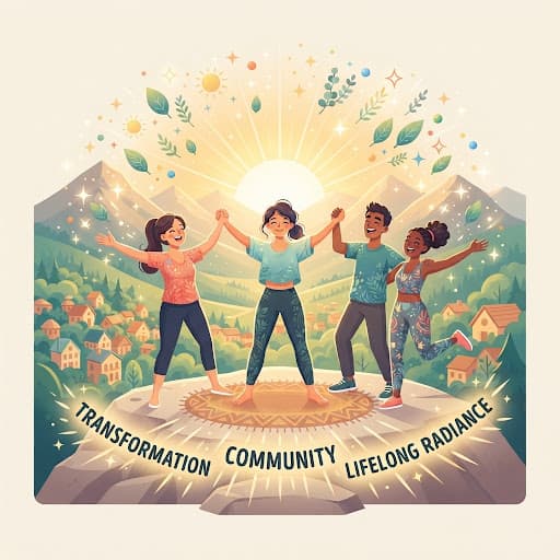 Illustrated community celebrating progress together